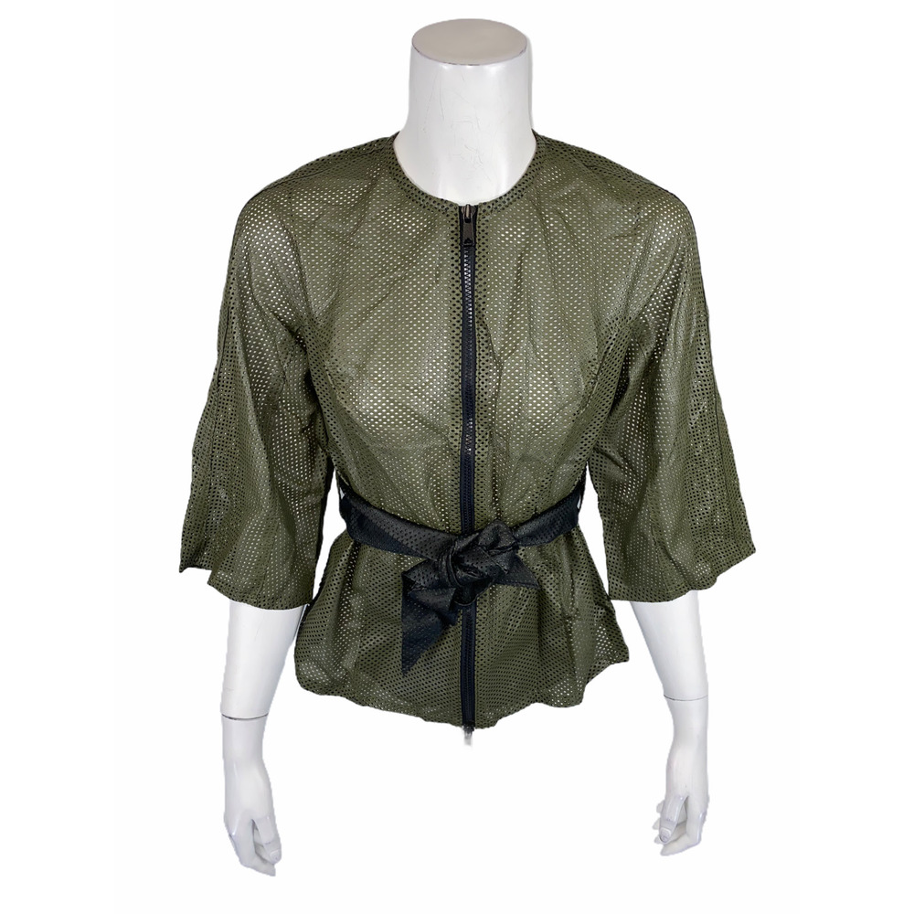 G.I.L.I. Women's Perforated Dolman Sleeve Belted Jacket Rainforest/Black 0 Size